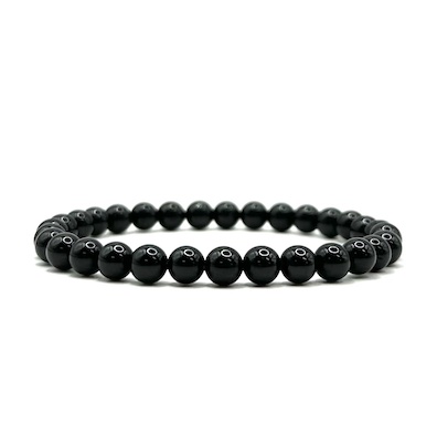 6mm Black Tourmaline A Beaded Bracelet